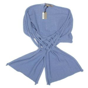 COAKLEY Blue Criss Cross Cotton Scarf Plaited Microdot Design Women's NEW - 592